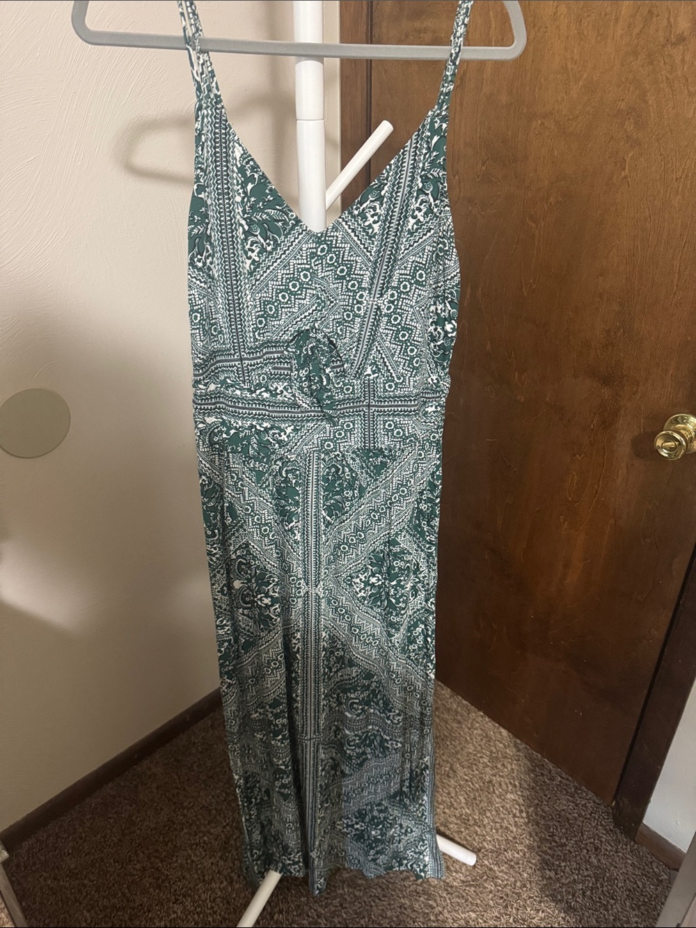 Maurices Green Printed Spaghetti-Strap Maxi Dress